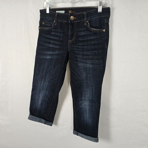 Kut From The Kloth Capri Women's 4 Blue Dark Wash Catherine Ankle Straight Leg - Picture 14 of 16